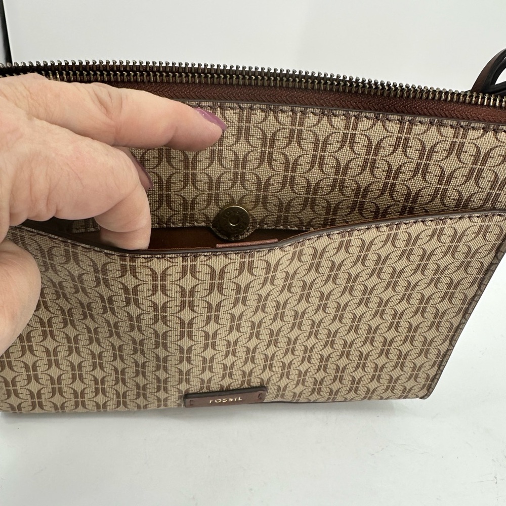 Fossil Kiera Printed Crossbody Bag Brown and Tan - Picture 8 of 12